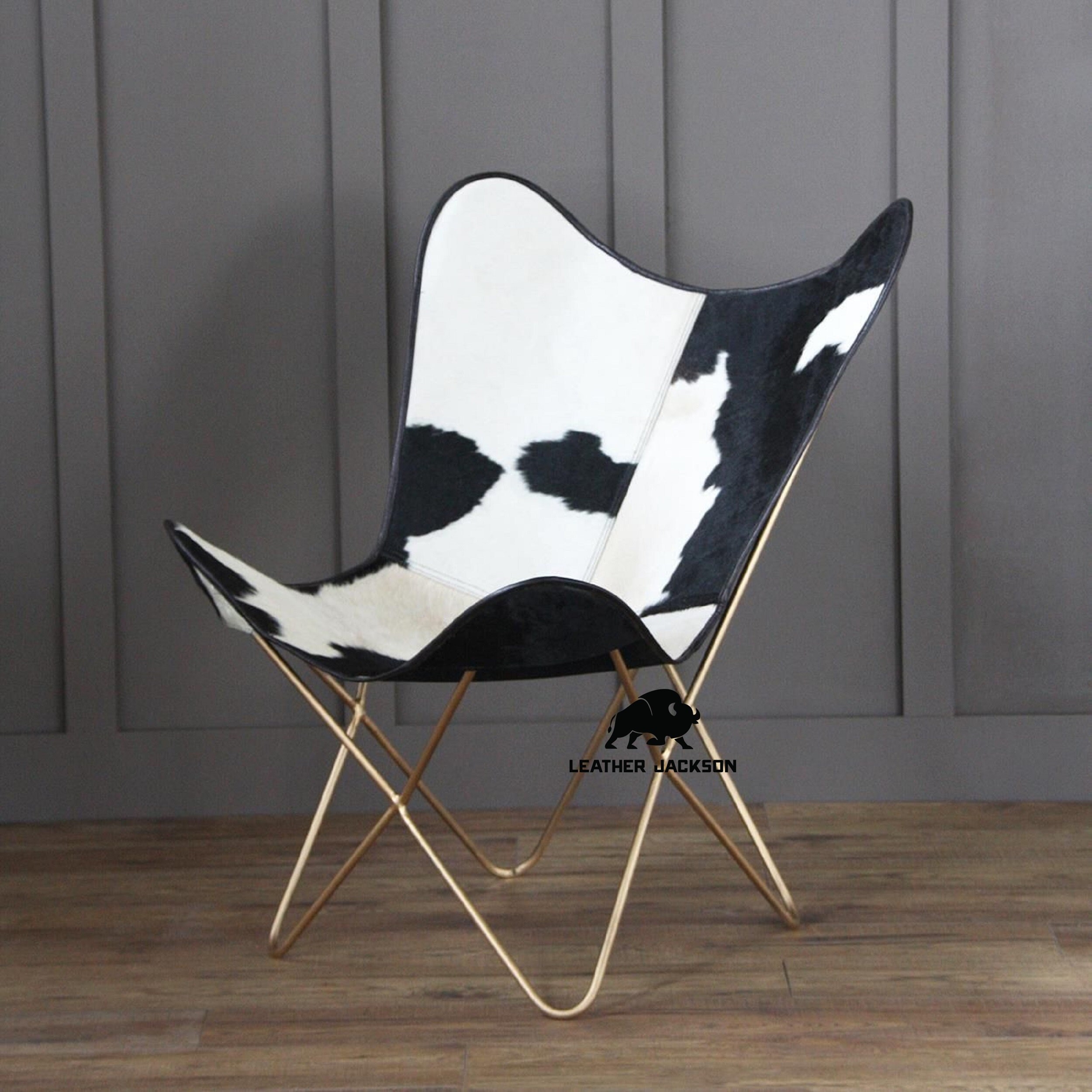 Leather Living Room Chairs Cowhide CoverButterfly Chair Brown Etsy