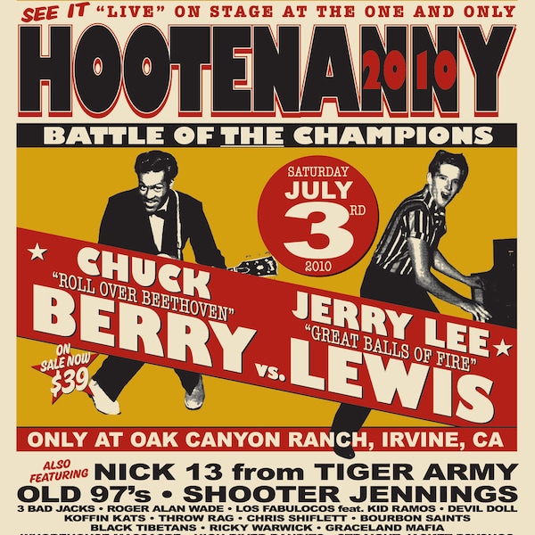 Chuck Berry, Jerry Lee Lewis Re-Print Vintage Concert Poster