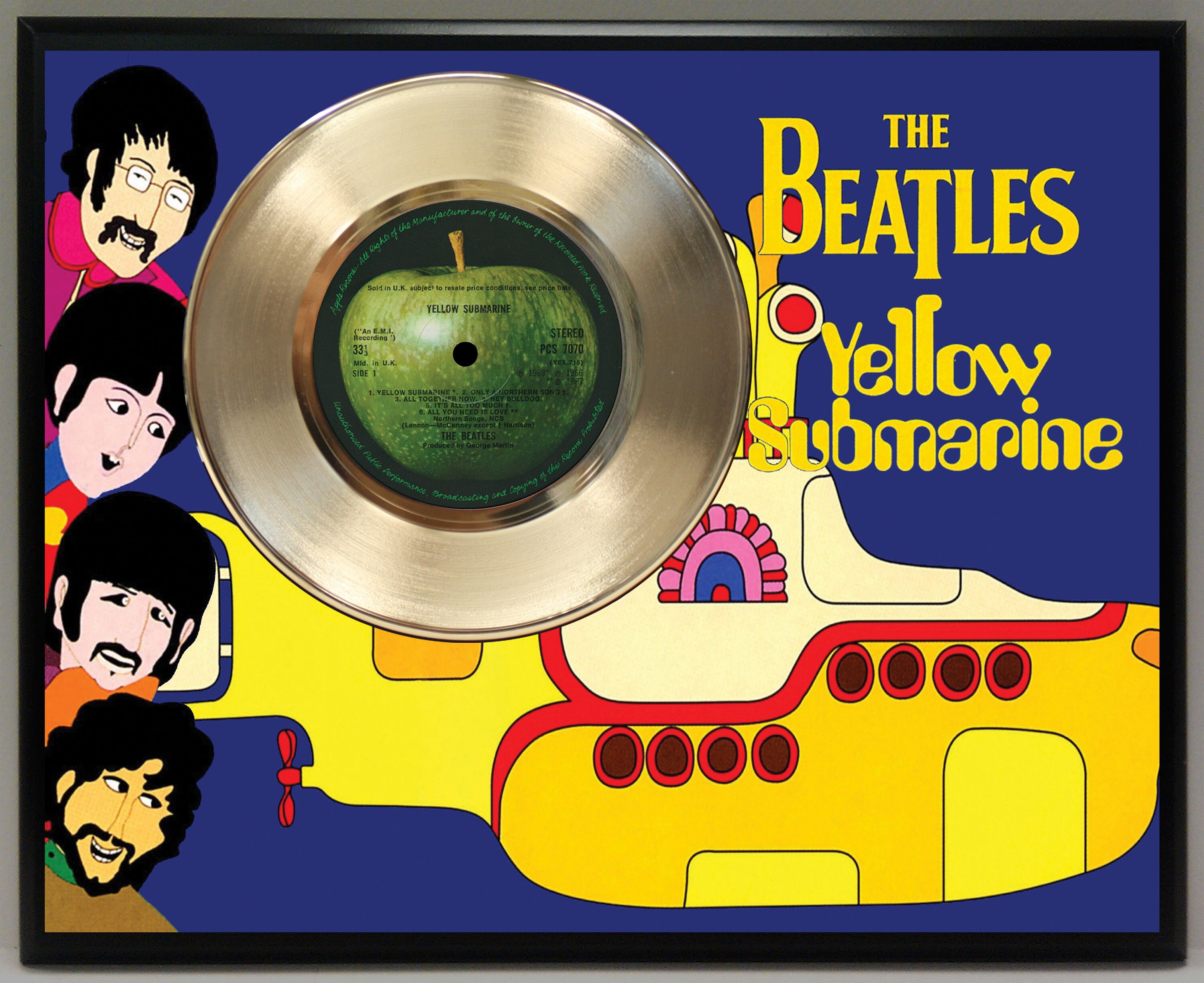 The Beatles Yellow Submarine 45 Record Poster Art Music Etsy