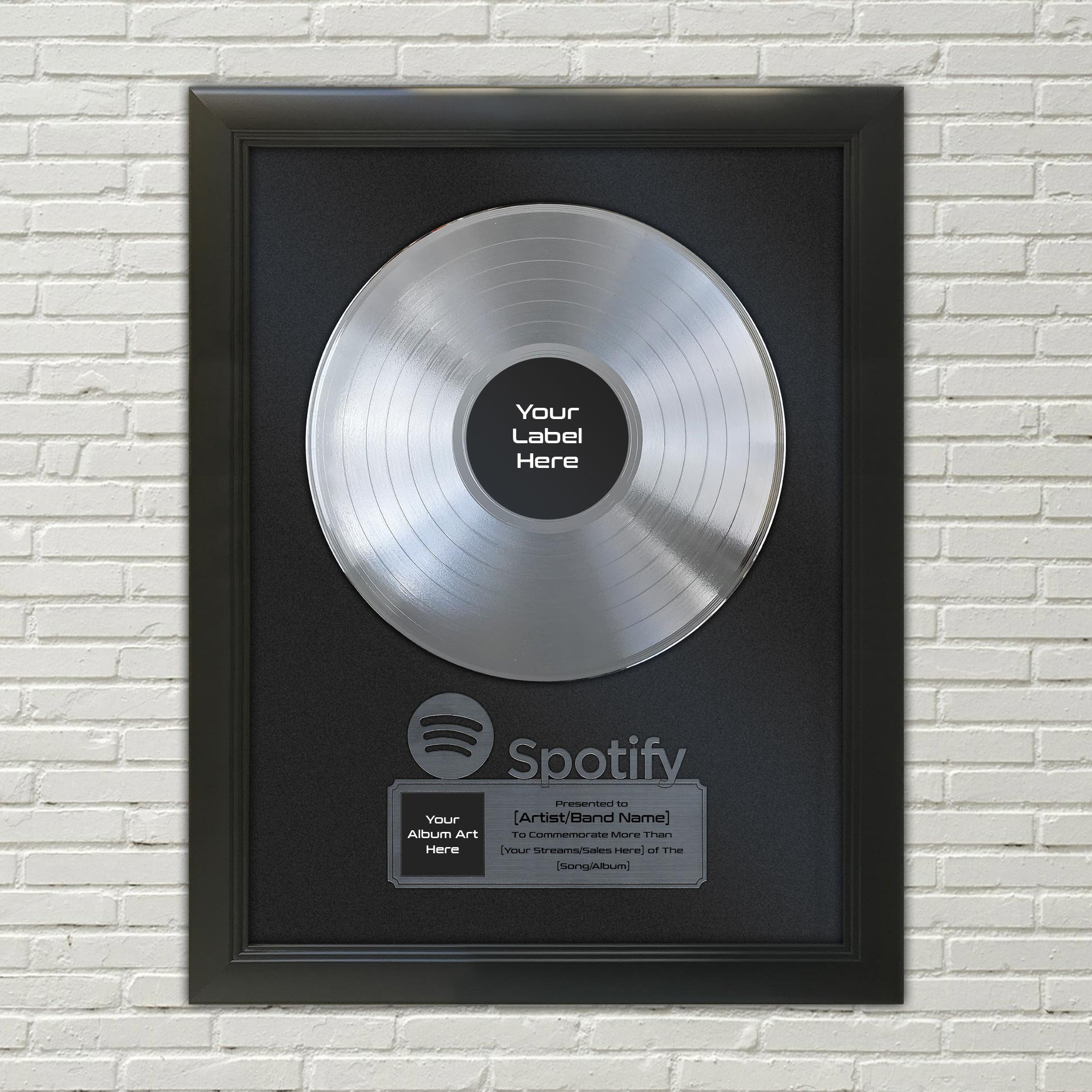 Spotify and Itunes Gold or Platinum Custom Made 12 Long Playing Record