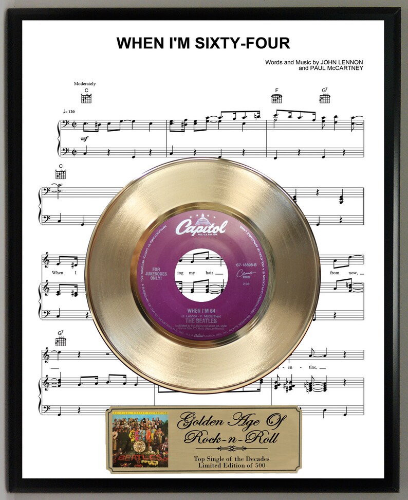 Beatles When I'm 64 Sheet Music 45 Record Poster Art Music - Etsy