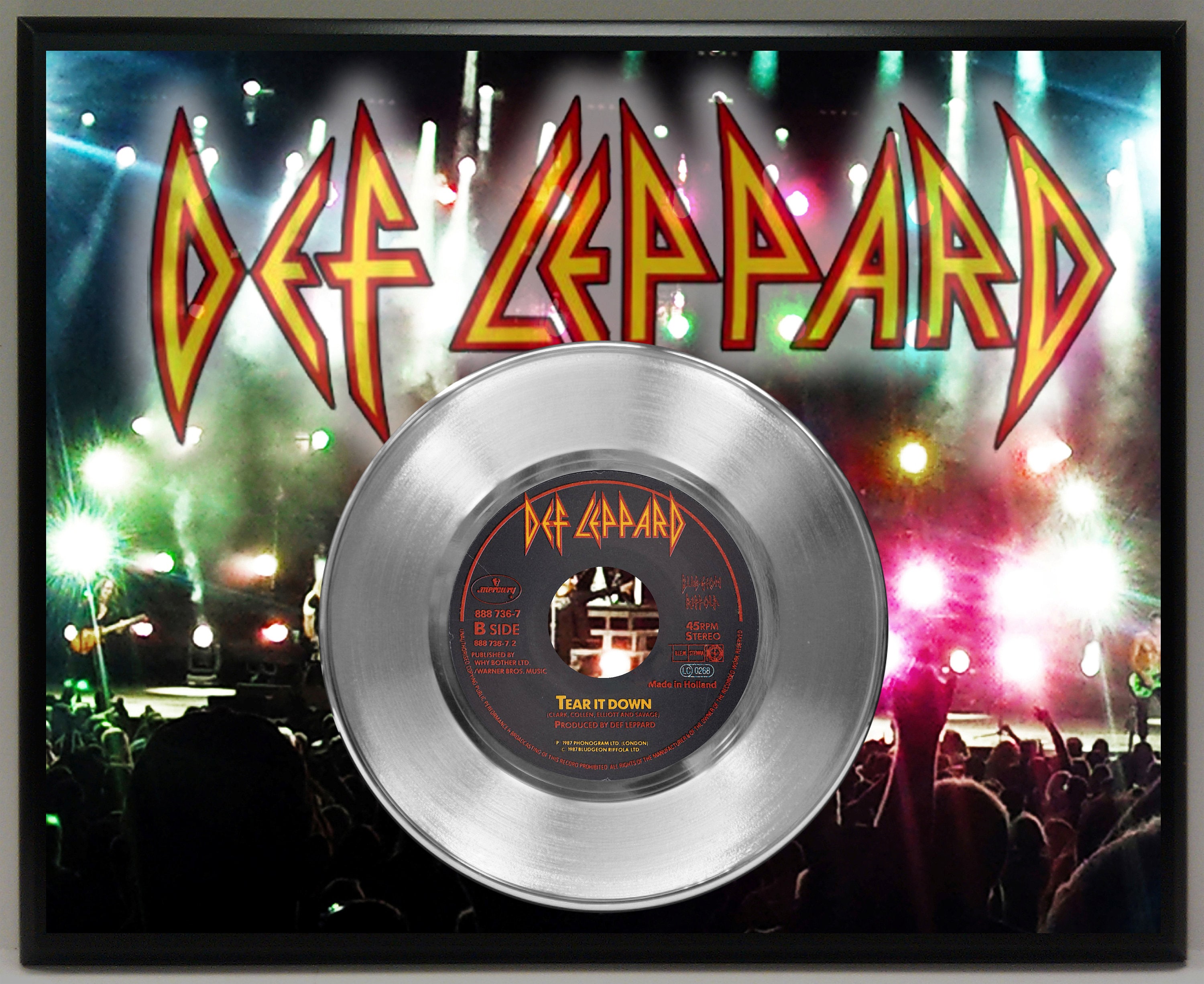 Def Leppard 45 Record Poster Art Music Memorabilia Display Plaque Wall