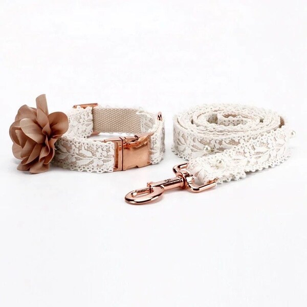 Christmas Sale!  Elegant Lace Collar And Leash Set- Double Sided Lace Leash-Like No Other