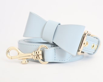 Christmas Sale! Beautiful Leather Bow Collar and Leash Set- Fast Shipping