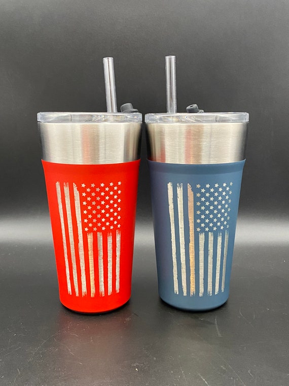 Flag Coleman 20oz Laser Engraved Tumbler With Straw and Bottle Opener Built  In 