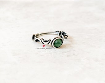 Jade Ring, handmade wire wrapped sterling silver jewelry for her, boho healing crystal gemstone ring for women