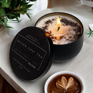 8oz NonToxic Candles in Black Tin Jar, Strong Scent Candles, GMO FREE Soy Wax, Luxury Candles, Clean Burning Candles, Candle Lover Gift