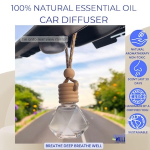 Essential Oil Air Freshener | Natural Aromatherapy Hanging Car Diffuser | Freshie - Car Charm Accessory | Gifts for Dad  - Mom Gift Under 20