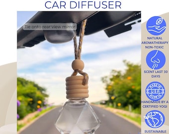 Essential Oil Air Freshener | Natural Aromatherapy Hanging Car Diffuser | Freshie - Car Charm Accessory | Gifts for Dad  - Mom Gift Under 20
