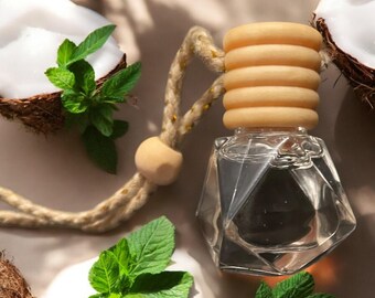 Natural Air Freshener - Summer Scent - Mint and Coconut Essential Oil Car Diffuser - Mindful Gift Under 20 - Freshie | Freshner Car Charm