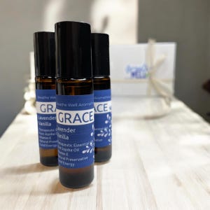 Intention Gift - Calming Scent Perfume Oil 10ml Roller - Natural Aromatherapy Vanilla Lavender Essential Oil Roller - Care Package for Her
