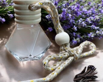 Natural Aromatherapy - Lavender Vanilla Car Air Freshener – Car Charm Cute Car Accessories - Essential Oil Car Diffuser Refillable