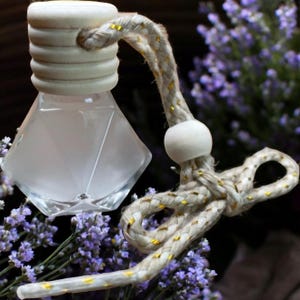 Natural Aromatherapy Hanging Car Diffuser Lavender Vanilla Essential Oil Blend - Boho Car Charm - Long Lasting Scents