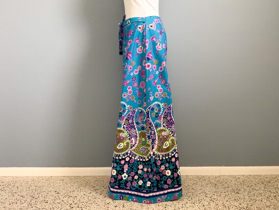 Vintage 70s Maxi Skirt - 1970s Floral Paisley Pri… - image 7