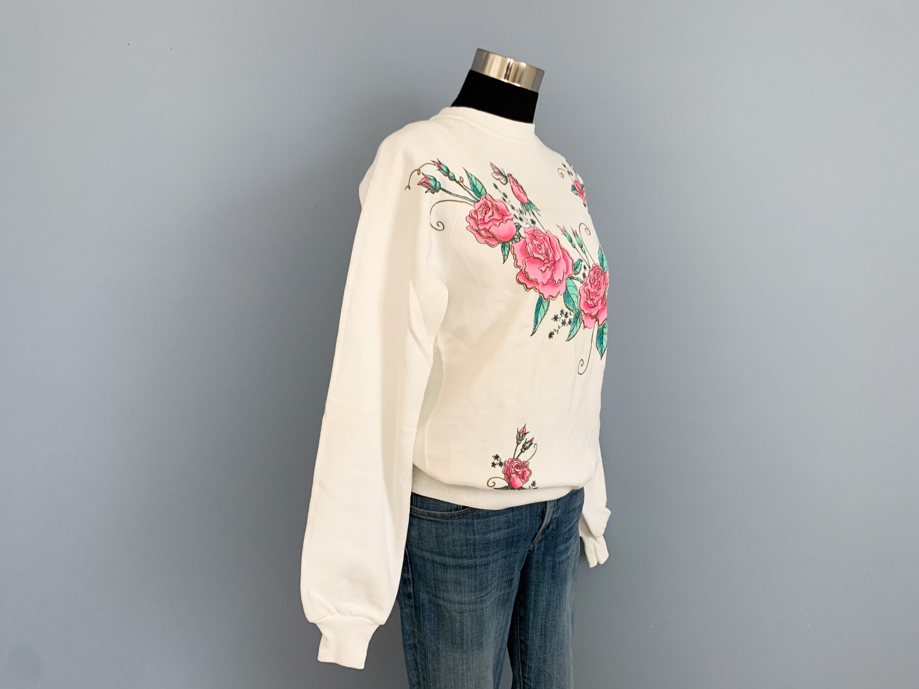 Vintage 90s Floral Sweatshirt 1990s Jerzees Pullover With - Etsy