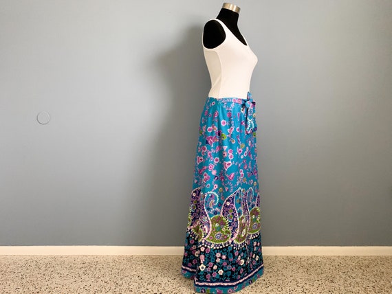 Vintage 70s Maxi Skirt - 1970s Floral Paisley Pri… - image 5