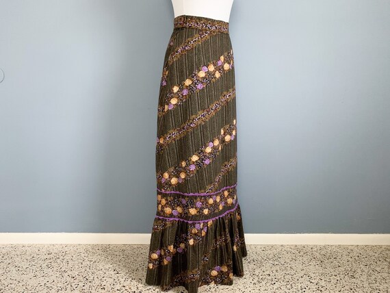 Vintage 70s Maxi Skirt - 1970s Floral Floor Lengh… - image 5