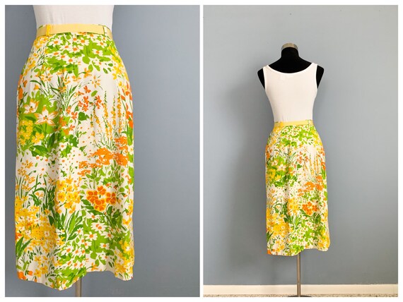 Vintage 60s Mod Floral Skirt - 1960s Vera Style P… - image 7