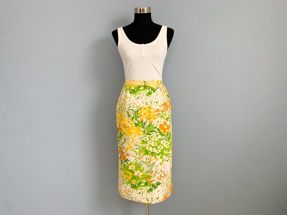 Vintage 60s Mod Floral Skirt - 1960s Vera Style P… - image 2