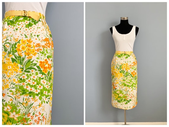 Vintage 60s Mod Floral Skirt - 1960s Vera Style P… - image 1