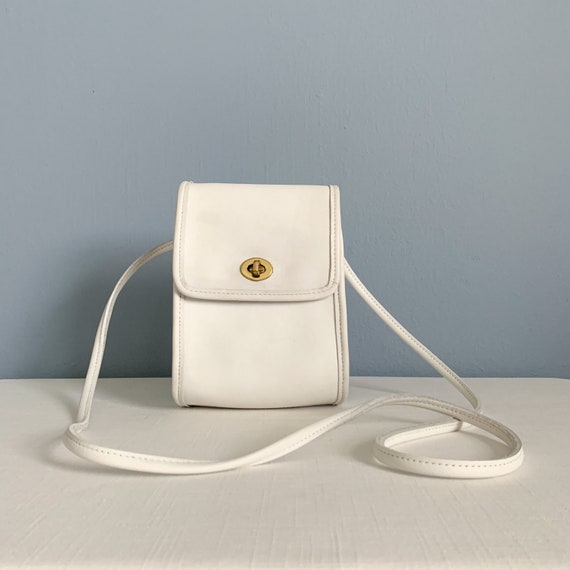 Vintage 90s Coach White Leather Small Scooter Bag