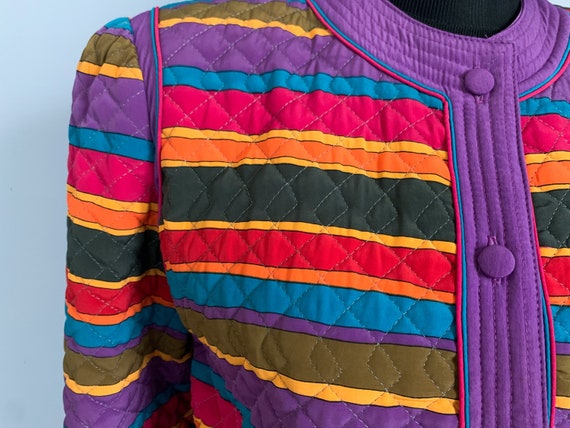 Vintage 90s Lilli Ann Quilted Jacket - 1990s Stri… - image 3