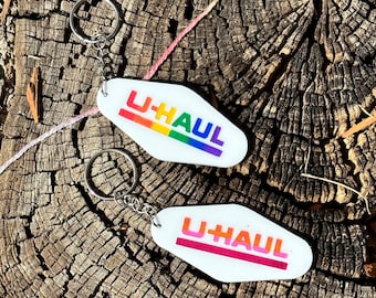 UHAUL lesbian keychain | lightweight acrylic motel key tag laser engraved statement lgbtqia