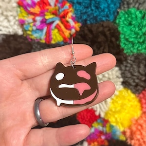 Orecchini pendenti Cookie Cat / gemma di cristallo realizzata Steven Universe accessori gioielli borchie schiacciate acrilico tagliato al laser su film futuro