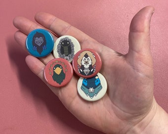 Spiritfarer 1.25 in / 32 mm pin back button | Characters Alice Atul Gwen Stanley Bruce Buck Summer Giovanni Astrid Elena Lilly Gustav