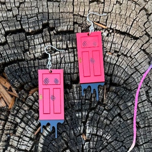 Red Door earring insidious | Large acrylic dangle earring studs horror movie monster ghost