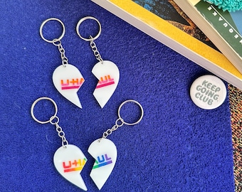 UHAUL heart lesbian keychain | lightweight acrylic heart best friends style key tag laser engraved statement lgbtqia
