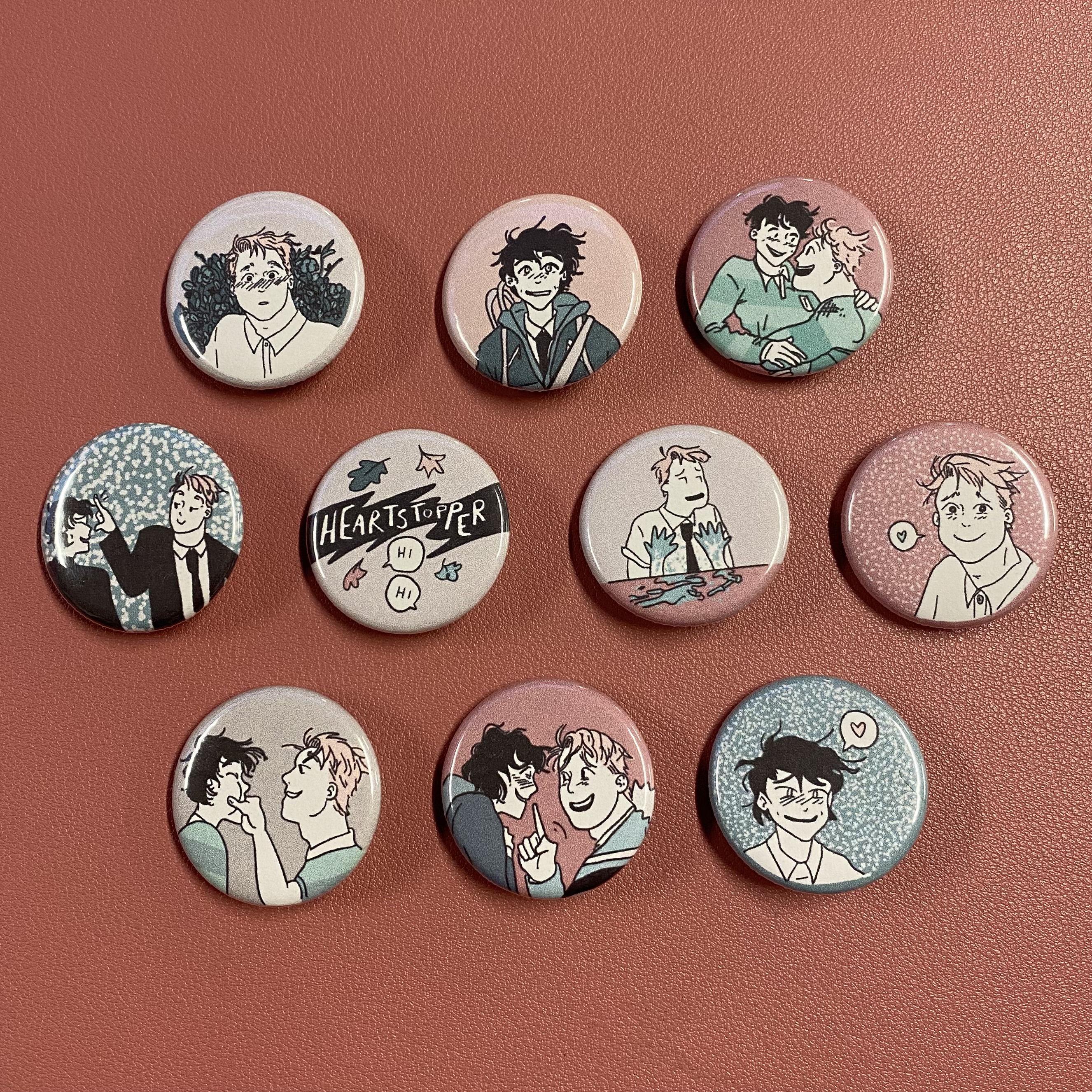 Set De 3 Badges émaillés Heartstoppers – Nick & Charlie – Accessoires Cosplay Et Déco De Sac – Métal De Qualité