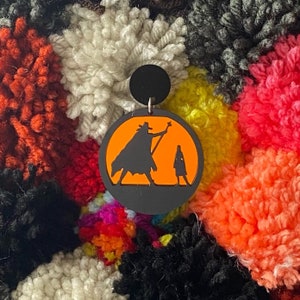 Wednesday Addams Orange Mirror | Large acrylic dangle earring studs