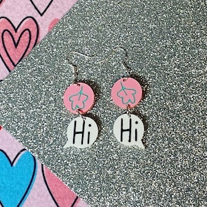 Heartstopper Hi Acrylic earrings | hand painted acrylic earrings gift accessories laser cut Nick and Charlie