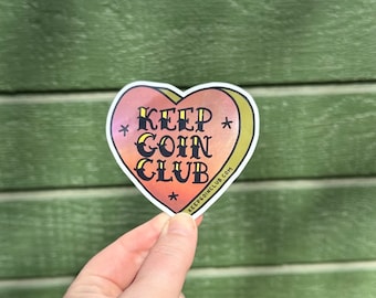 Keep Going Heart Holographic Sticker | American Traditional tattoo keep goin