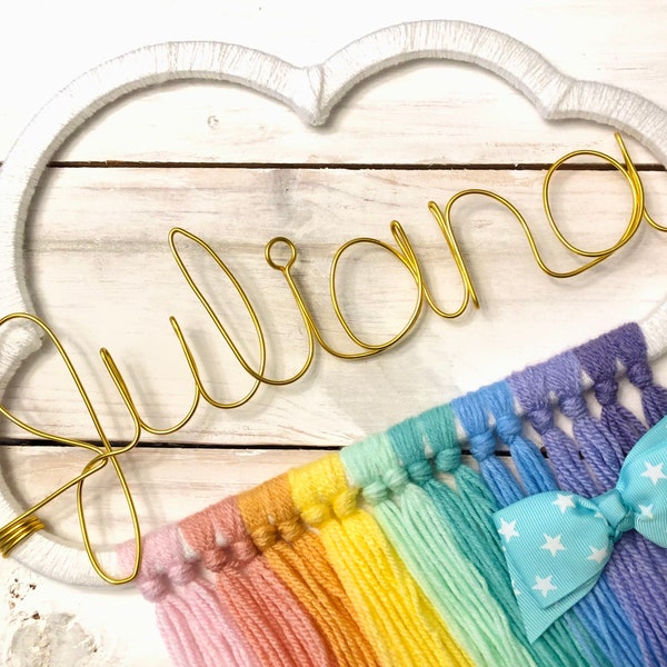 Custom personalized rainbow hair bow holder/barrette display/hair clip holder for girls / gift for girls under 20 / girls room decor