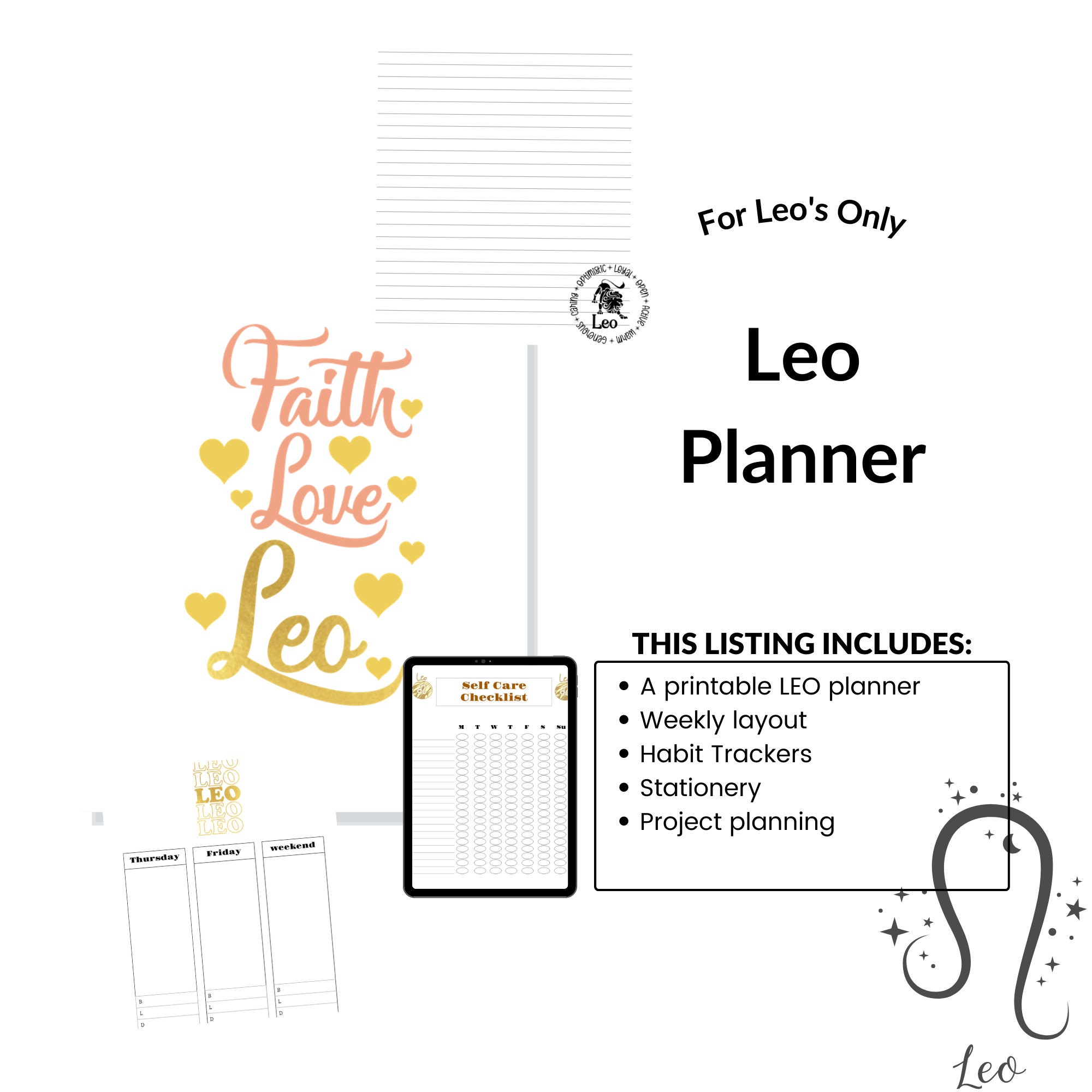 Leo Printable Planner Leo Zodiac Gift Leo Birthday Gift - Etsy