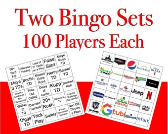 2026 Big Game Championship and Commercial Bingo Card Sets For Super Party!