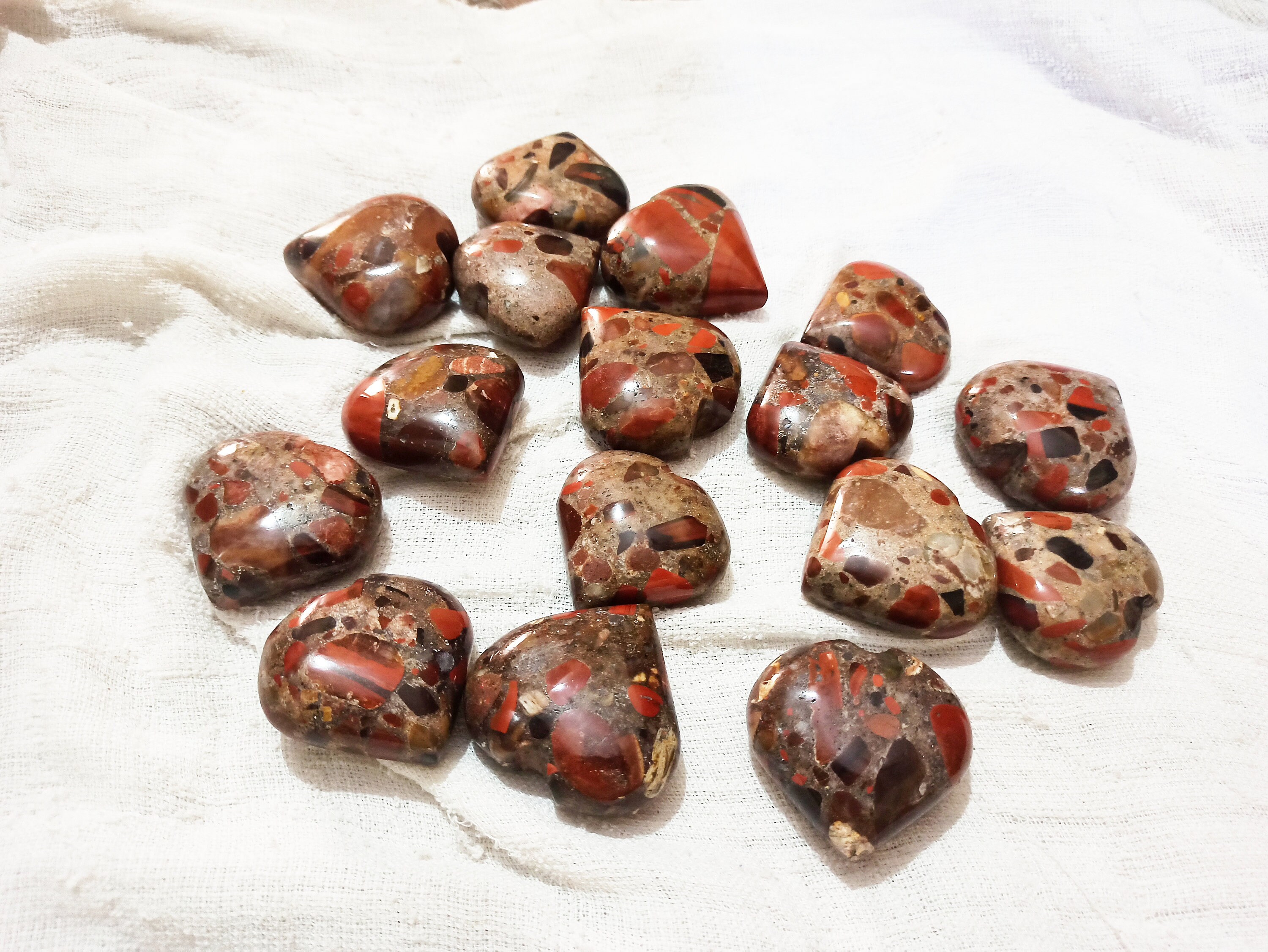 Red Jasper Conglomerate Heart Pudding Stone 40 to 50 Mm Lot of Etsy