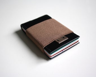 LIMITED Black and Tan Italian Leather Minimalist Wallet Sleeve