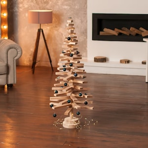 Sustainable Wood Christmas Tree 48 inch, Artificial Xmas Tree, Indoor Holiday Decor, Small Eco-Friendly Xmas Tree