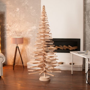 Reusable Wooden Xmas Tree, Farmhouse Christmas Decor, Modern Minimalist Tree for Living Room, Eco Holiday Accent, Handmade Winter Gift