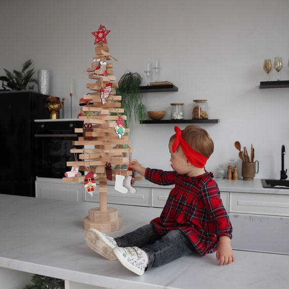 WHAT WE WANT _ 木製Xmas tree Wooden Xmas Tree 35.4–94.5 In, Small Medium Large Christmas Decor
