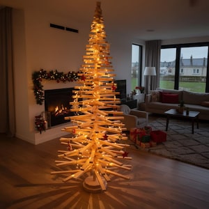 X-Large Handmade Wooden Christmas Tree 2025-2026, Multifunctional Eco-Friendly Xmas Tree, Unpainted Sustainable Holiday Gift