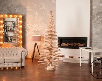 Artisan Wood Decor, Handcrafted Wooden Christmas Tree, Unique Xmas Gift, Christmas Mantel Decoration, Big Christmas Tree