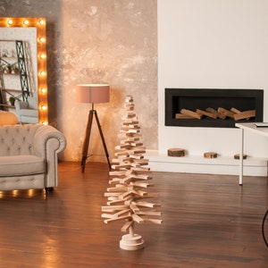 Small Eco-Friendly Xmas Tree, Sustainable Wood Christmas Tree 48 inch, Intdoor Holiday Decor