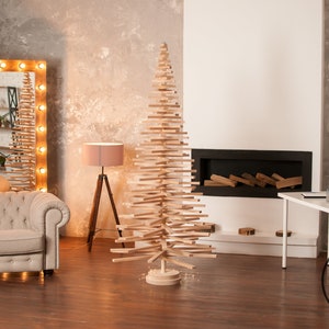 Large Wooden Christmas Tree 210 cm or 83 inch, Tall Pallet Xmas Tree, Big Wooden Holiday Decor, Safe Wooden Tree, Unique Christmas Gift