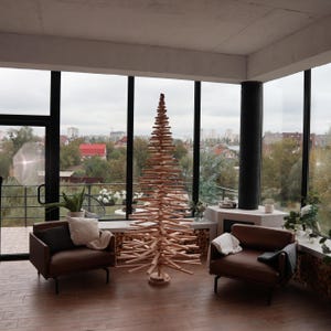 Tall Wood Xmas Tree 95 Inch Height, Eco-Friendly Mini Xmas Tree, Holiday Gift, Unique Christmas Decor, Large Wooden Christmas Tree 95 Inch