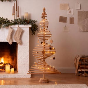 Handmade Wood Christmas Tree, Personalized Family Keepsake, Indoor Farmhouse Xmas Decor, Tree Decoration