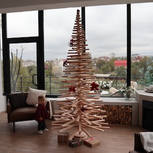 Handcrafted Xmas Pallet Tree, 36-95 Inch Tall Decorative Tree, Safe Wooden Mini Tree, Big Christmas Gift Tree Holiday Decor